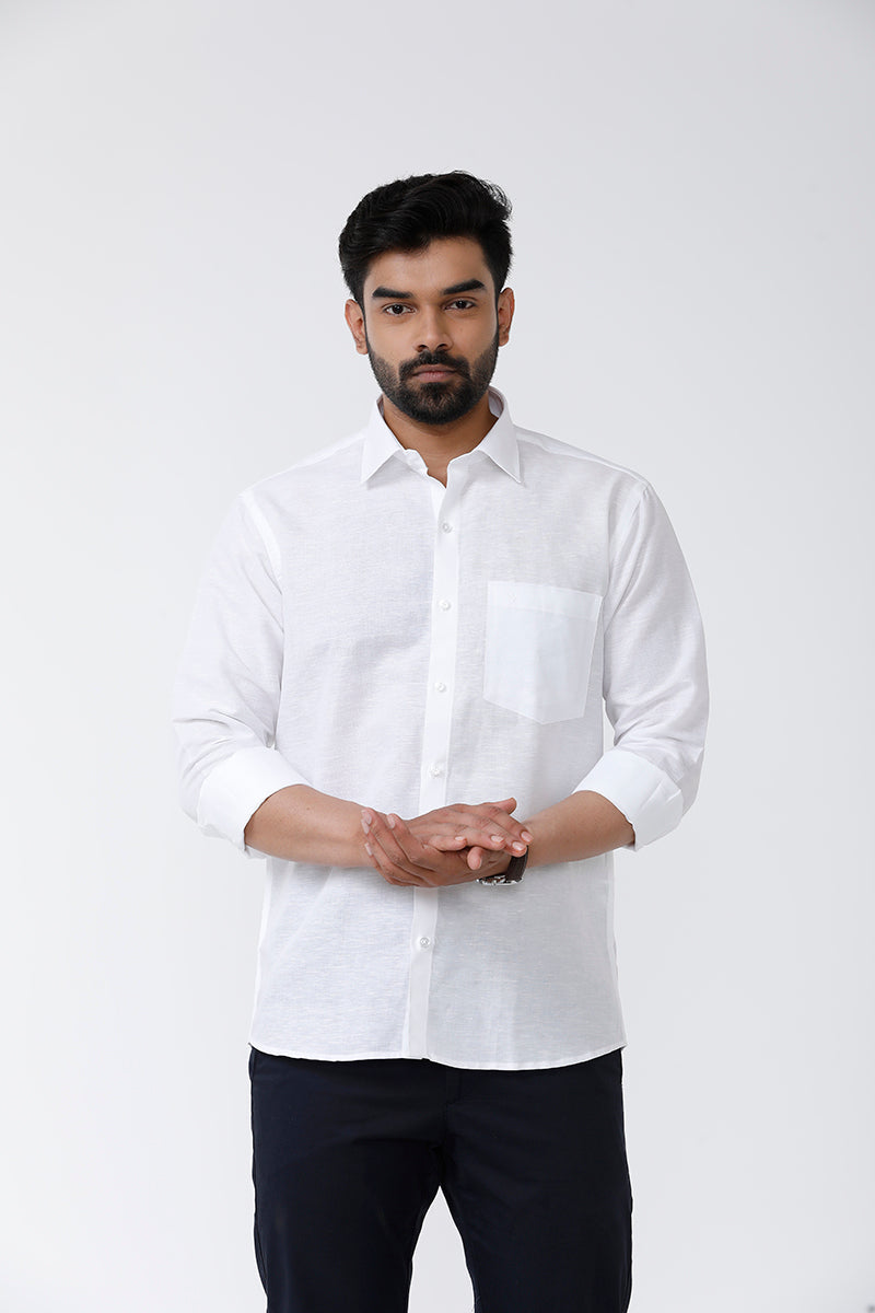 White cotton full hands shirt
